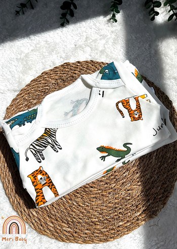 Beyaz Uzun Kollu Pamuklu Erkek Bebek Body Zıbın - Görsel 2