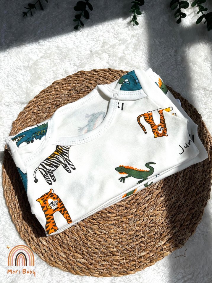 Beyaz Uzun Kollu Pamuklu Erkek Bebek Body Zıbın - Görsel 2