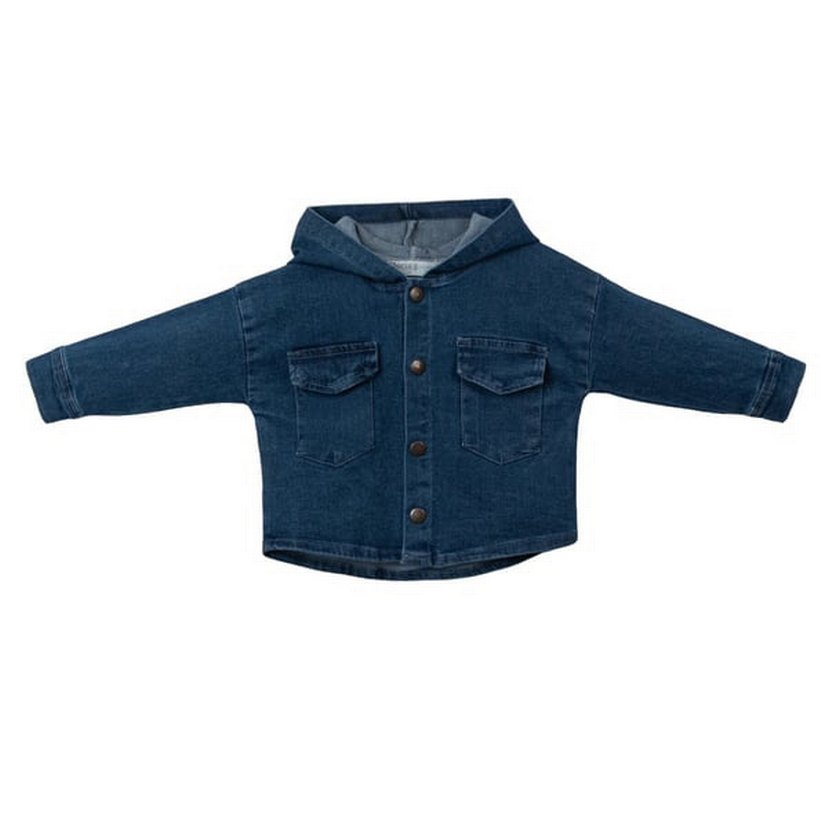 Kapüşonlu Kot Ceket ve Bej Pantolon - Görsel 3