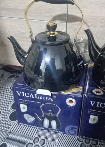 Siyah Emaye Çaydanlık Seti biri 2 lt diğeri 3 litre - Görsel 2