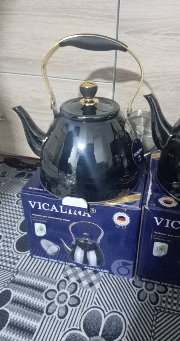 Siyah Emaye Çaydanlık Seti biri 2 lt diğeri 3 litre - Görsel 2