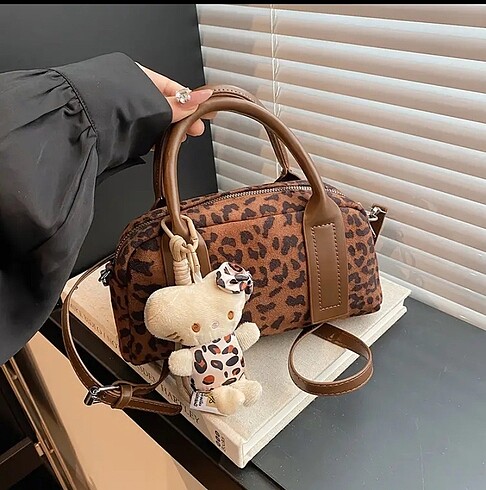 vintage y2k leopar desenli çanta