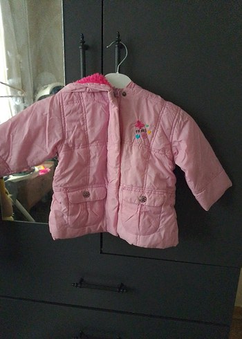 Düğmeli fermuarlı Pembe Kız bebek Mont - Görsel 4