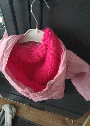 Düğmeli fermuarlı Pembe Kız bebek Mont - Görsel 5