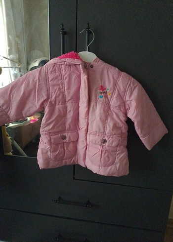 Düğmeli fermuarlı Pembe Kız bebek Mont - Görsel 2