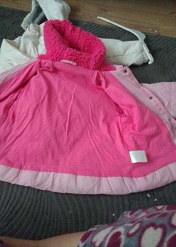 Düğmeli fermuarlı Pembe Kız bebek Mont - Görsel 7