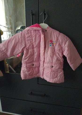 Düğmeli fermuarlı Pembe Kız bebek Mont - Görsel 3