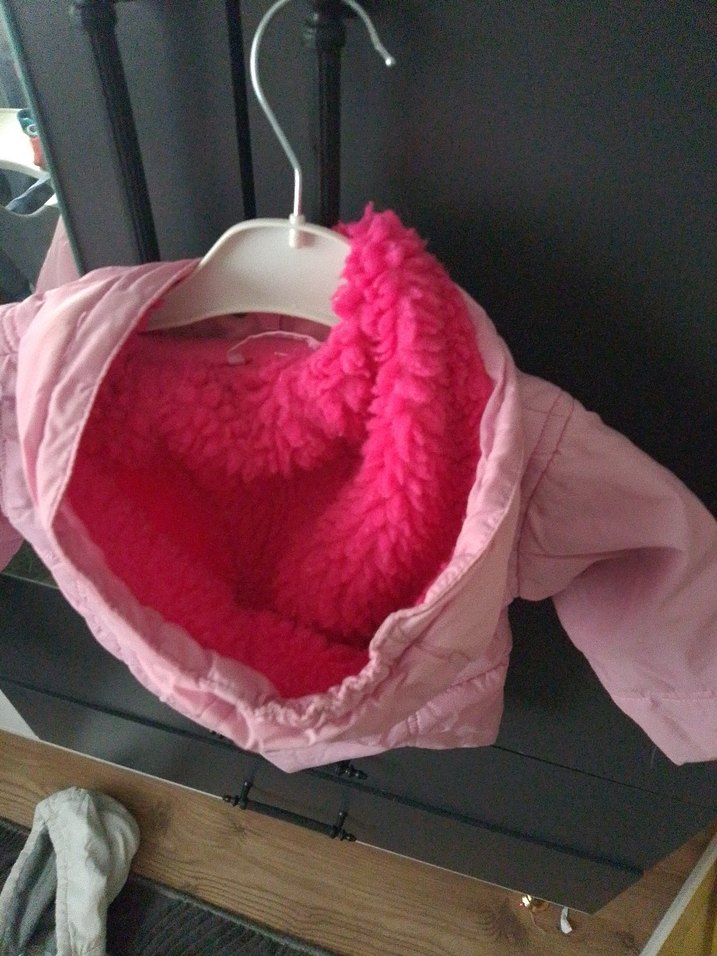 Düğmeli fermuarlı Pembe Kız bebek  Mont - Görsel 5