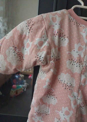 Pembe Baskılı Örgü Bebek Tulum - Görsel 6