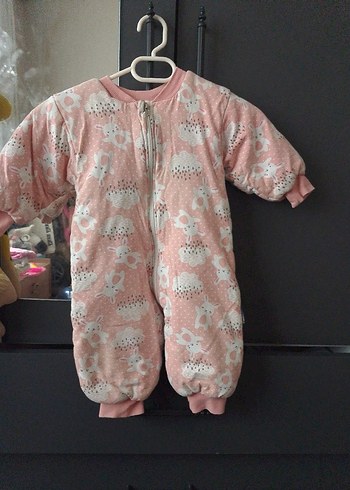 Pembe Baskılı Örgü Bebek Tulum - Görsel 2