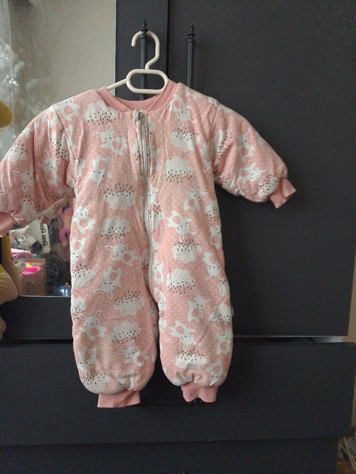 Pembe Baskılı Örgü Bebek Tulum - Görsel 4