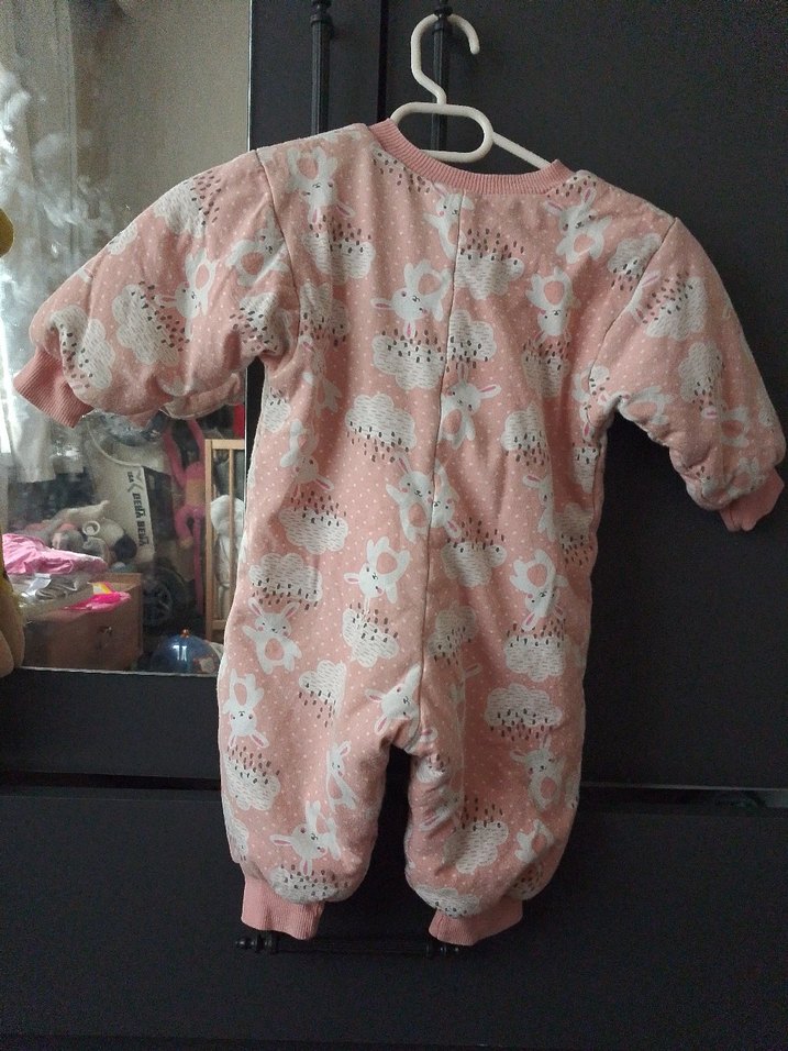 Pembe Baskılı Örgü Bebek Tulum - Görsel 5