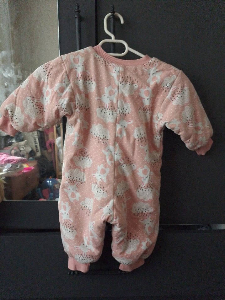 Pembe Baskılı Örgü Bebek Tulum - Görsel 3