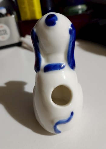 Beyaz ve Mavi Renkli Seramik Figürin - Görsel 5