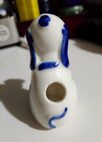 Beyaz ve Mavi Renkli Seramik Figürin - Görsel 4