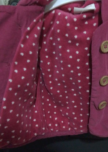 Topomini marka mont Kız Çocuk Düğmeli Koyu Pembe Mont - Görsel 2