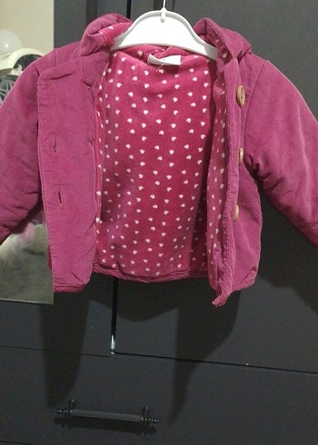 Topomini marka mont Kız Çocuk Düğmeli Koyu Pembe Mont - Görsel 6