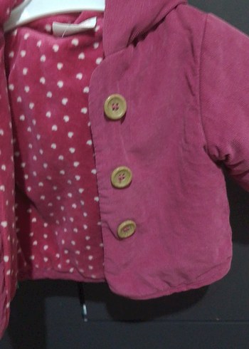 Topomini marka mont Kız Çocuk Düğmeli Koyu Pembe Mont - Görsel 3