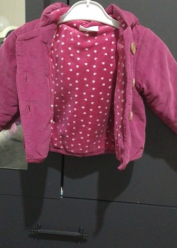 Topomini marka mont Kız Çocuk Düğmeli Koyu Pembe Mont - Görsel 5