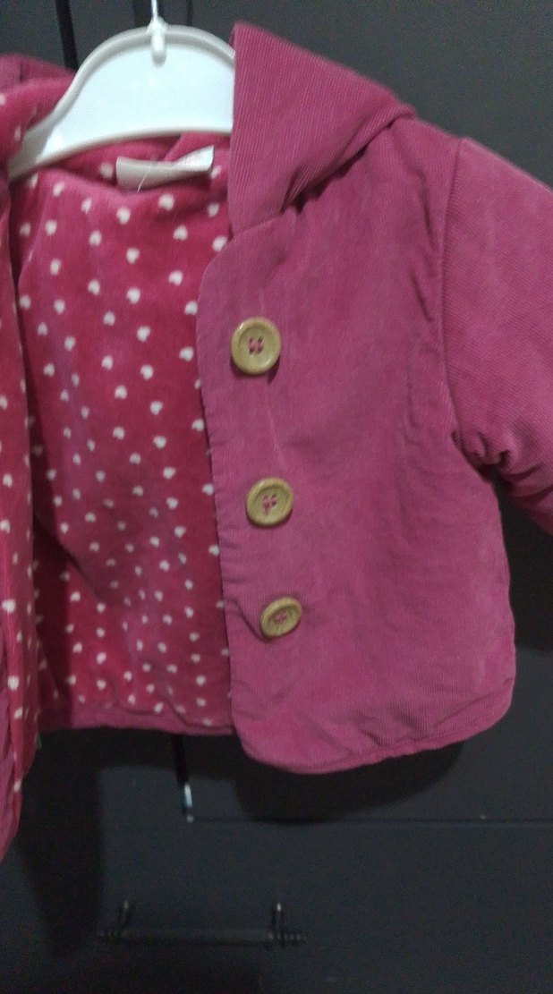 Topomini marka mont Kız Çocuk Düğmeli Koyu Pembe Mont - Görsel 3