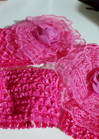 Dantel ve Nakış Detaylı Pembebebek  Saç Bandı - Görsel 2