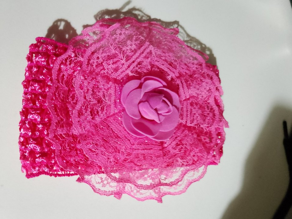 Dantel ve Nakış Detaylı Pembebebek  Saç Bandı - Görsel 3