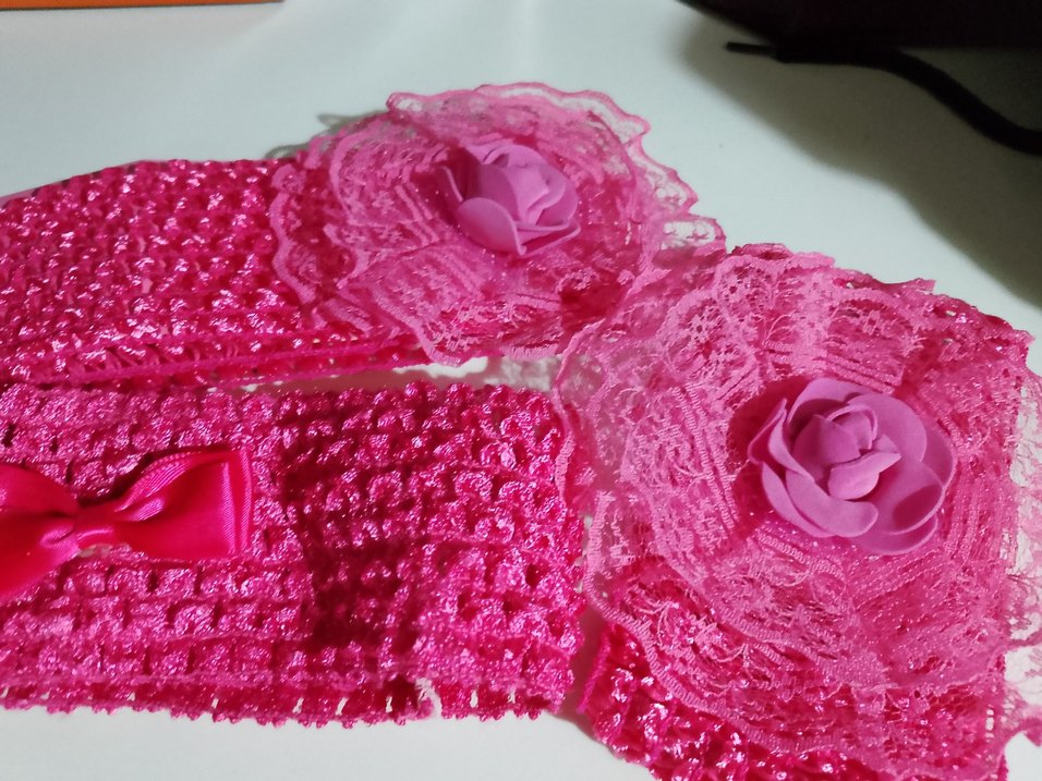 Dantel ve Nakış Detaylı Pembebebek  Saç Bandı - Görsel 2