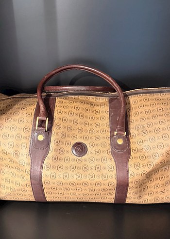 Vakko Bej Monogramli Deri Detayli Buyuk Seyahat Cantasi
