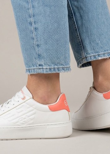 Emporio Armani Beyaz Pembe Detayli Sneaker