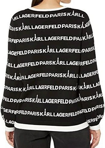 Karl Lagerfeld Paris Siyah Beyaz Logo Sweatshirt
