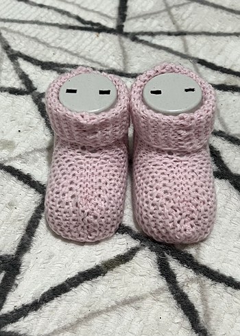 Pembe Örgü Kız Bebek Patik