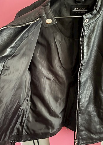 l Beden siyah Renk Siyah Deri Biker Ceket LCW Casual
