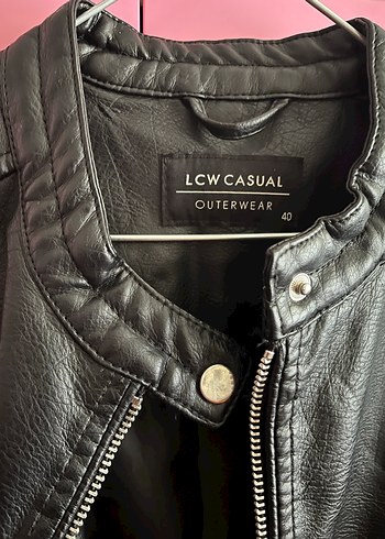 l Beden Siyah Deri Biker Ceket LCW Casual