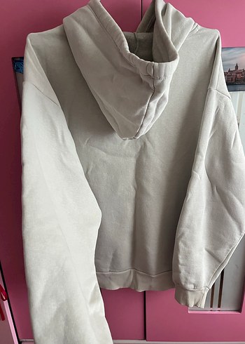 Mavi Gri Kapüşonlu Mavi Baskılı Sweatshirt