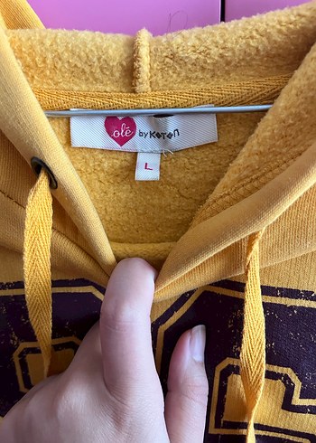 l Beden Sarı Kapüşonlu Kadın Sweatshirt 86 Baskılı