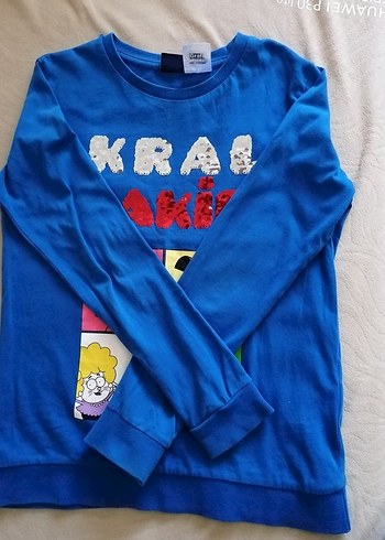 Uzun Kollu Mavi Baskılı Erkek çocouk Tişörtü