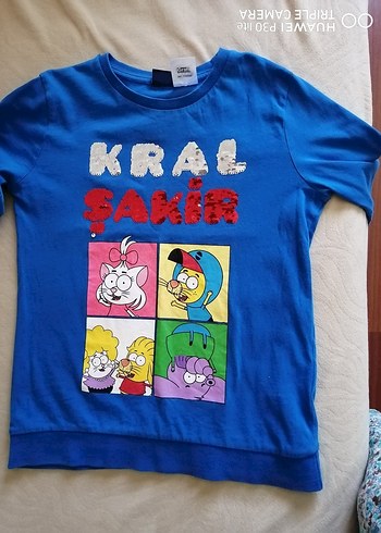 LC Waikiki Uzun Kollu Mavi Baskılı Erkek çocouk Tişörtü