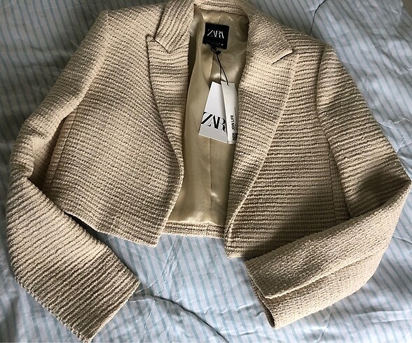 Krem renk Zara tüvit blazer