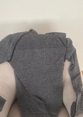 Gri V Yakalı sporcu Sweatshirt - Görsel 3