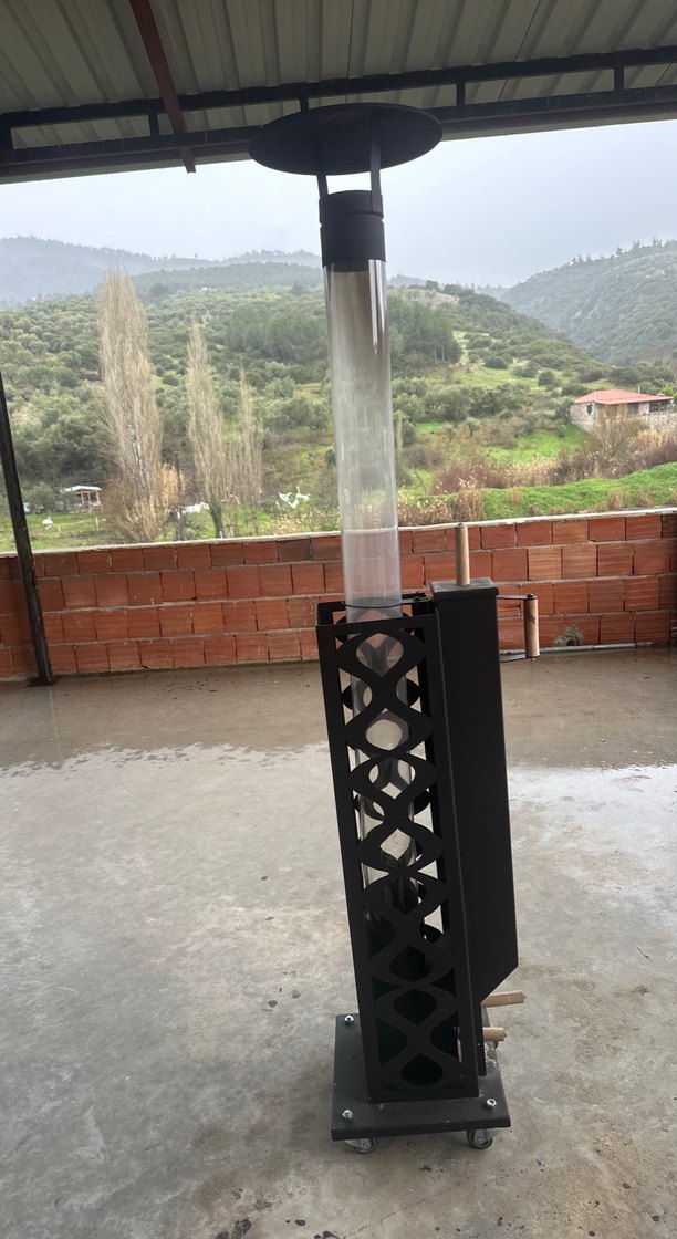 Siyah Metal Dış Mekan Isıtıcı pelet sobası - Görsel 3