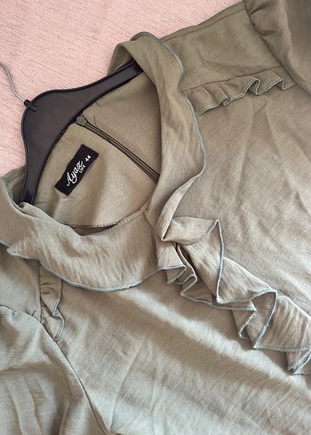 Salaş Kesim Haki Uzun elbise - Görsel 4