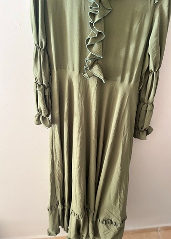 Salaş Kesim Haki Uzun elbise - Görsel 8