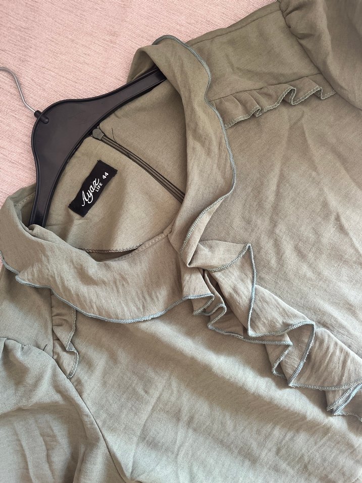 Salaş Kesim Haki Uzun elbise - Görsel 4