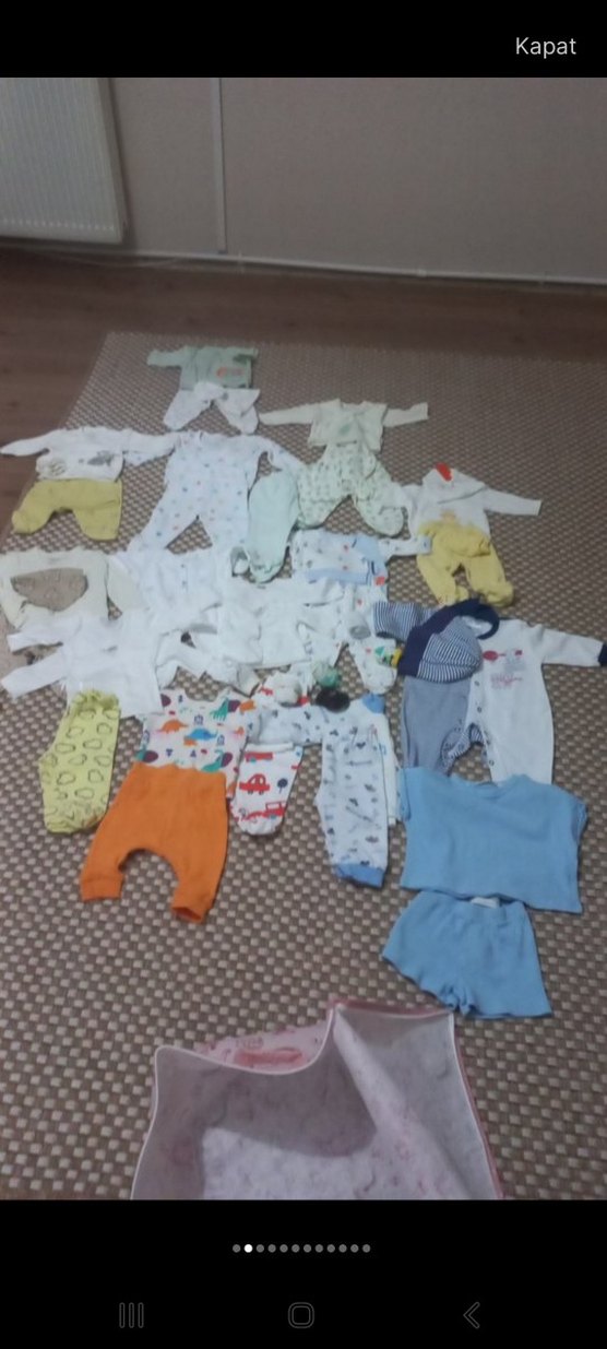 Mavi Örgü Uzun Kollu Bebek Takımı - Görsel 5