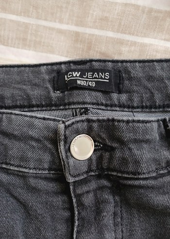 38 Beden Gri Denim Midi Kadın Jean Pantolon