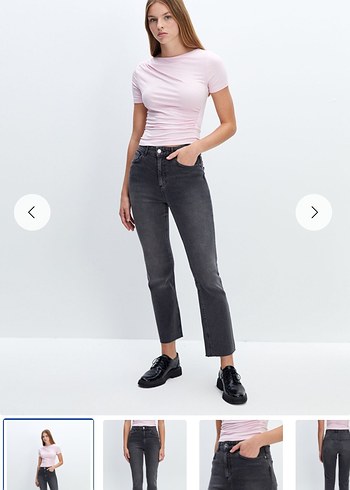 Gri Denim Midi Kadın Jean Pantolon