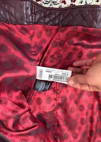 Bordo Deri Biker Ceket Derimod bayan - Görsel 5