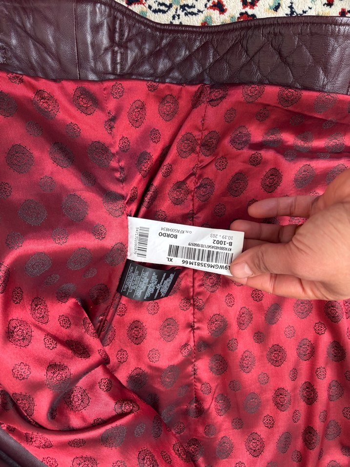 Bordo Deri Biker Ceket Derimod bayan - Görsel 5