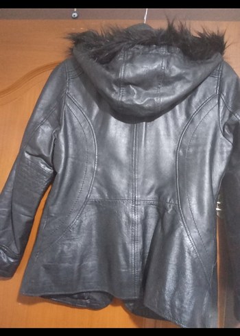 Derimod Kürk Detaylı Siyah Deri Biker Ceket - Görsel 2