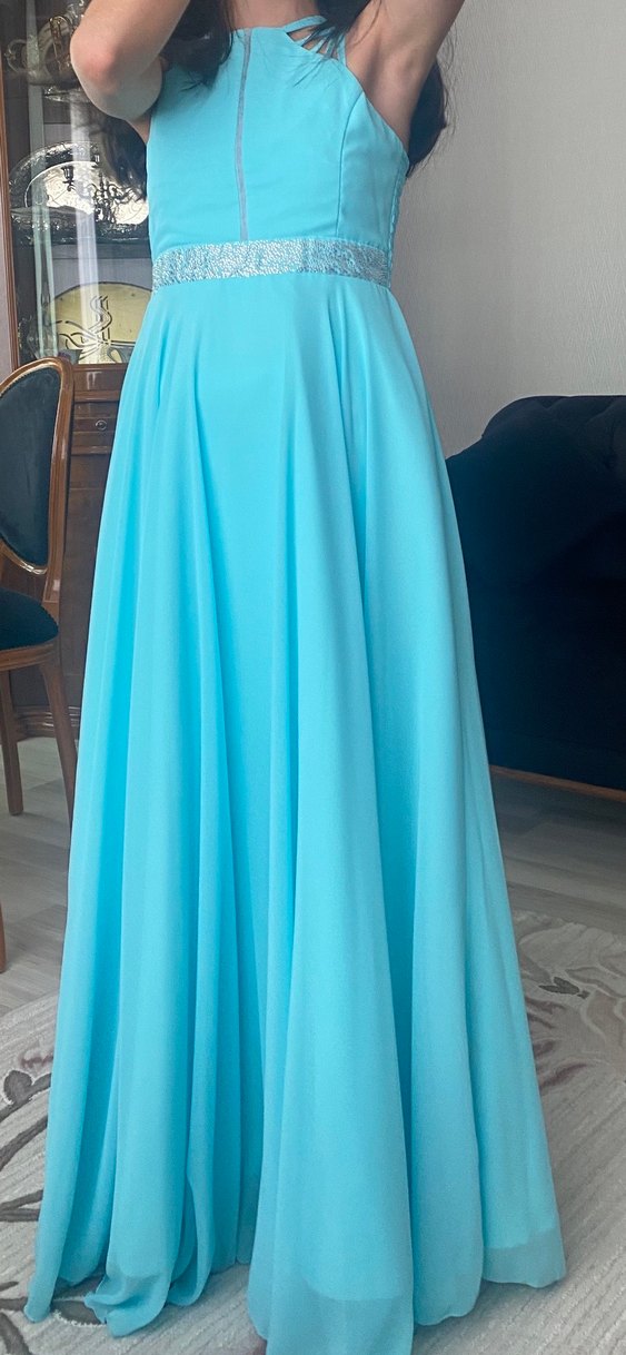 Mavi Drapeli Uzun Kadın Etek - Görsel 2